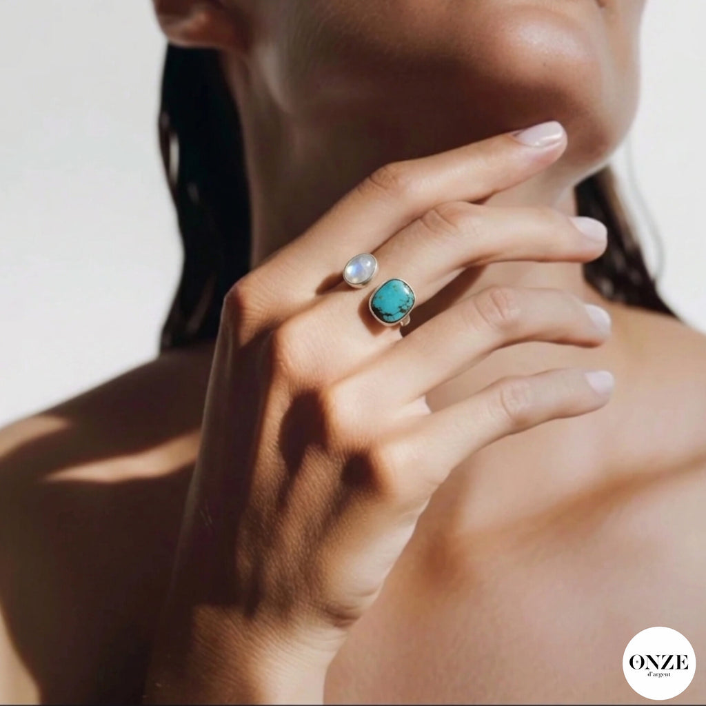 Anillo Ajustable Luna Turquesa